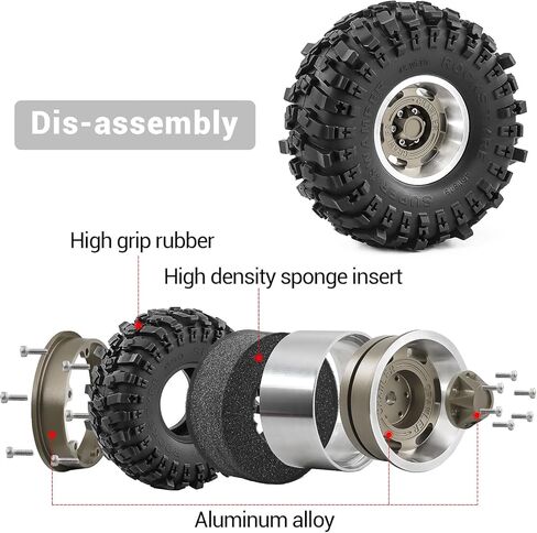 عجلات وإطارات Beadlock 1.9 بوصة لـ 1/10 RC Crawler TRX4 Axai1 SCX10 SCX10 III 90046 D90،1.9 عجلات RC 1.9 إطارات Beadlock إطارات RC، 4 عبوات (برونزية) in Kuwait