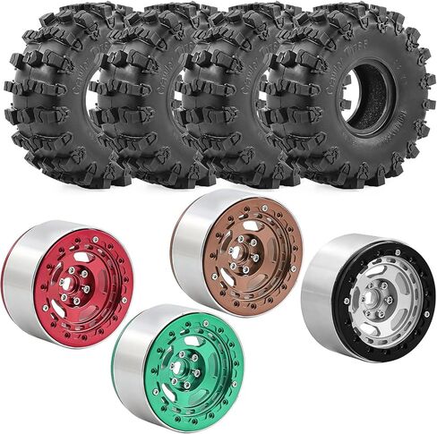 4 قطع RC 2.2 Beadlock 10 إطارات عجلات وإطارات زاحفة مطاطية لـ 1/10 RC الزاحف المحوري SCX10 RBX10 Wraith 90048 90018 Traxxas TRX4 (فضي) in Kuwait