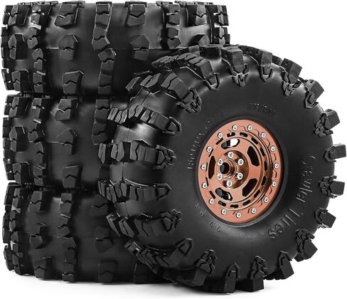 4 قطع RC 2.2 Beadlock 10 إطارات عجلات وإطارات زاحفة مطاطية لـ 1/10 RC الزاحف المحوري SCX10 RBX10 Wraith 90048 90018 Traxxas TRX4 (فضي) in Kuwait