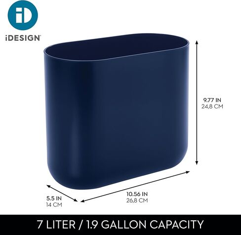 iDesign Cade Oval Slim Trash, Compact Waste Basket Garbage Can for Bathroom, Bedroom, Home Office, Dorm, College, Matte Gray in Kuwait