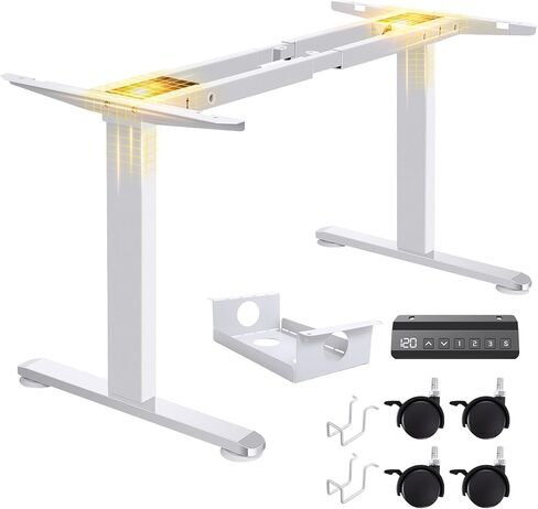 farexon Dual Motor Electric Standing Desk Frame with Cable Management Tray, Wheels & Hooks, Heavy Duty Stand Up Desk Legs Dual-Beam Frame,265 lbs Capacity up to 78" x 40" Tops (Black Frame Only) in Saudi Arabia