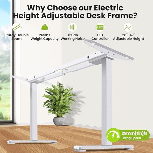 farexon Dual Motor Electric Standing Desk Frame with Cable Management Tray, Wheels & Hooks, Heavy Duty Stand Up Desk Legs Dual-Beam Frame,265 lbs Capacity up to 78" x 40" Tops (Black Frame Only) in Saudi Arabia