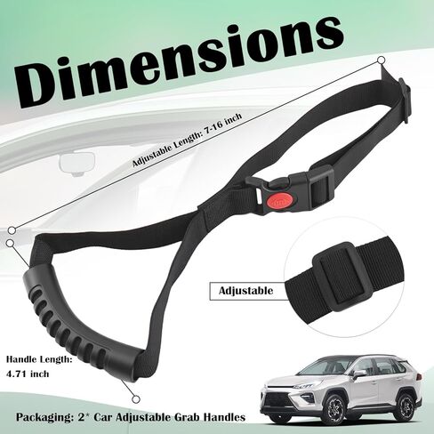 2PCS Adjustable Car Door Handle,2026 New Car Handle Assist with Non-Slip Handles & Locking Buckle,Portable & Detachable Vehicle Support Handles for Most Trucks,SUVs in Saudi Arabia