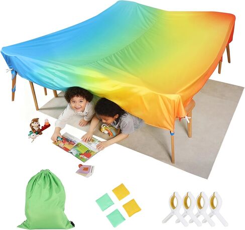 Magic Fort Building Kit for Kids Indoor/Outdoor - Portable Playhouse Play Tent Fort,Blanket Fort Making Kit for Kids with CPC Certification, Large Lightweight Girls/Boys Toys Ages 4-8 8-12 in Saudi Arabia