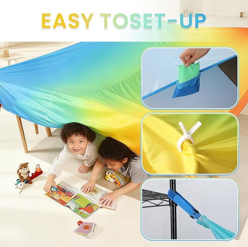 Magic Fort Building Kit for Kids Indoor/Outdoor - Portable Playhouse Play Tent Fort,Blanket Fort Making Kit for Kids with CPC Certification, Large Lightweight Girls/Boys Toys Ages 4-8 8-12 in Saudi Arabia