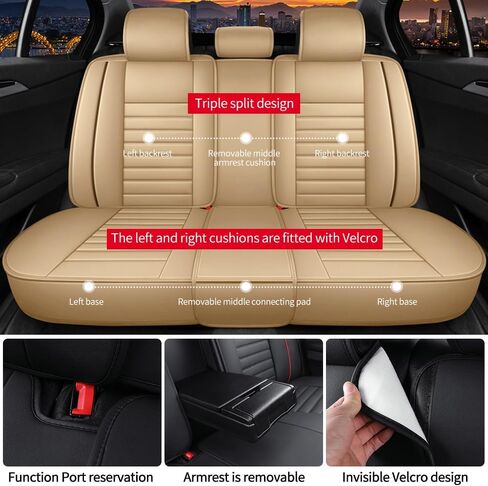 أغطية مقاعد السيارة الجلدية لسيارة Nissan Rogue 2025، أغطية مقاعد السيارة مجموعة كاملة، أغطية مقاعد مع الأمان، غطاء مقعد مقاوم للماء متوافق مع وسادة هوائية (5 قطع قضبان سوداء وحمراء قياسية) in Kuwait