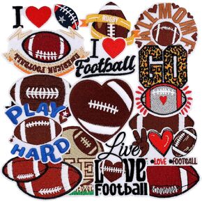 15Pcs Football Iron on Patches for Hats Clothes Backpack Embroidered Sports Iron on Patches Bulk Cute Trucker Hat Patch Funny Game Day Applique Sew on Jacket Jeans Pants DIY Crafts Decorations in Saudi Arabia