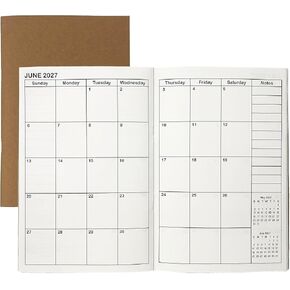 A5 Calendar Planner Jan 2026 - Dec 2027, Travelers Notebook Inserts for 2 Years, Monthly Calendar & Important Dates & Line & Dotted, 100gsm Paper, 8.3 x 5.5 in, 1pcs in Kuwait