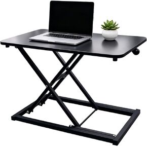 23.6 Inch Standing Desk Converter Adjustable Height, Black Computer Desk, Sit Stand Tabletop Monitor and Laptop Riser Platform Workstation, Computer Keyboard Stand for Desktop in Saudi Arabia