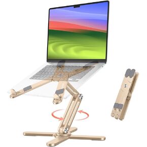OMOTON 360 Rotating Laptop Stand Riser for Desk, Ergonomic Foldable Computer Stand Adjustable Height Angles for Collaborative Work, Easy Storage Fit Macbooks,All Laptops up to 16 inches, Silver in Kuwait