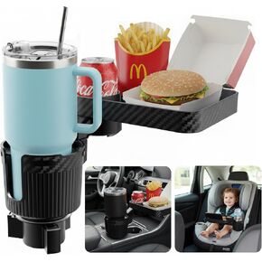 Car Cup Holder Tray, 3 in 1 Cup Holder Expander Adapter for Car, 360° Rotating Detachable 11" Car Food Tray Table for Eating, Road Trip Essentials Fits Yeti, Hydro Flask 16-46 oz, OtterVerz 11 in Saudi Arabia