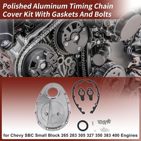 Timing Chain Cover for Chevy SBC Small Block 265 283 305 327 350 383 Engines Polished Aluminum Timing Chain Cover Kit with Gaskets and Bolts in Saudi Arabia