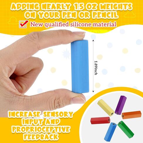 6 Pcs Pencil Weights 1.5 oz Colorful Silicone Handwriting Aid Kit for Children Writing Weighted Pencil Holder Tool for Kids Handwriting Autism Learning(Red, Yellow, Blue, Green, Pink, Purple) in Saudi Arabia