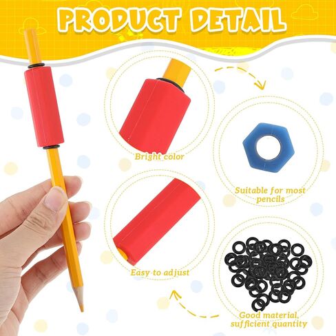 6 Pcs Pencil Weights 1.5 oz Colorful Silicone Handwriting Aid Kit for Children Writing Weighted Pencil Holder Tool for Kids Handwriting Autism Learning(Red, Yellow, Blue, Green, Pink, Purple) in Saudi Arabia