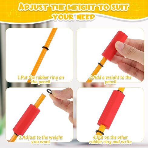 6 Pcs Pencil Weights 1.5 oz Colorful Silicone Handwriting Aid Kit for Children Writing Weighted Pencil Holder Tool for Kids Handwriting Autism Learning(Red, Yellow, Blue, Green, Pink, Purple) in Saudi Arabia