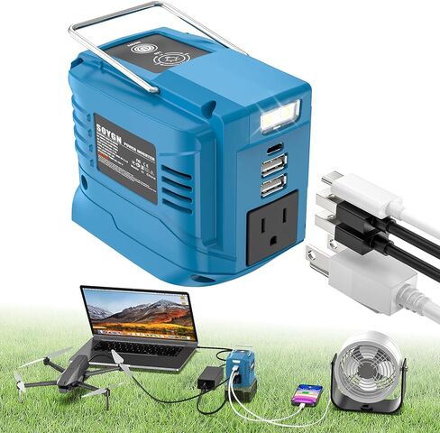 Power Inverter for Makita 18V Battery: Portable Power Supply Inverter Convert - 200W DC 18V to AC 110V~120V Battery Powered Outlet with 2 USB&AC&Type-C Phone Charger Power Station in Kuwait