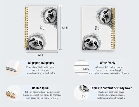 Sloth Notebook Journal,Sloth Gifts for Girls,Cute Animal Notebook Journal for School Women Teen Girls Kids,Hardcover Spiral Notebooks for Work Notes Journaling,5.5x8.3 Inch in Saudi Arabia