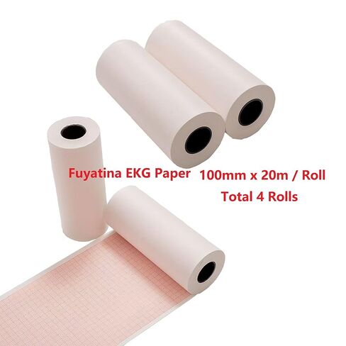 Fuyatina 4 Rolls Thermal Paper Only Fits for LIFEPAK 15 and LIFEPAK 35 Printer, Each Roll Size 100 mm x 20 meters, Red Grid in One Side, The Other Side Blank, Premium Thermal EKG Paper in Saudi Arabia