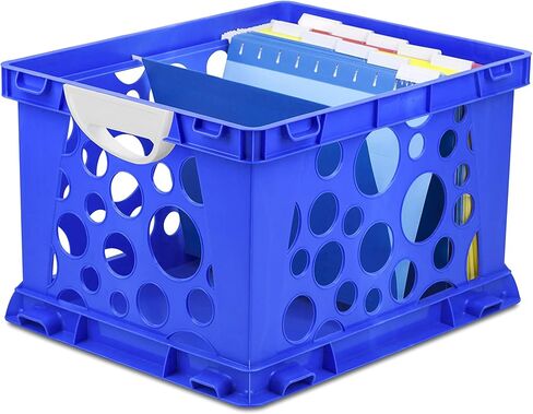 Storex Premium File Crate with Handle Cutouts – Letter and Legal Document and Folder Storage, Assorted Colors, 3-Pack (61797A03C) in Saudi Arabia