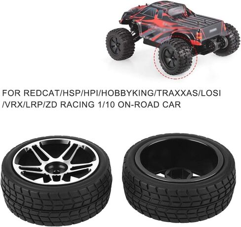 VGEBY 2pcs 1/10 RC Truck Rubber Tire Wheel Tyre for Racing On Road Car (Black) in Saudi Arabia