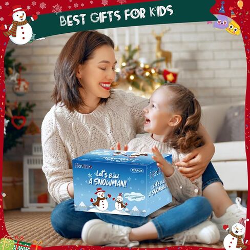 Christmas Crafts Snowman Kit with Cards, 12-Pack DIY Snowman Craft Kit for Kids, Creative Modeling Clay Build a Snowman Making Kit for Classroom Xmas Activities, Stocking Stuffers, Kids Toys Favors in Saudi Arabia