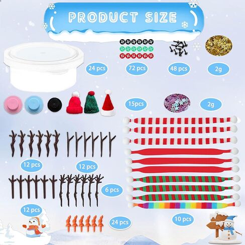 MLOLM 15 Pack Snowman Christmas Craft Kits Bulk - Build Your Own Snowman with Air Dry Modeling Clay, DIY Winter Crafts for Family, Xmas Stocking Stuffers & Party Supplies in Saudi Arabia
