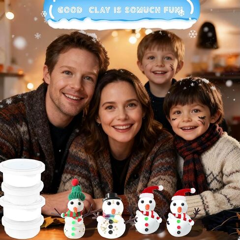 MLOLM 15 Pack Snowman Christmas Craft Kits Bulk - Build Your Own Snowman with Air Dry Modeling Clay, DIY Winter Crafts for Family, Xmas Stocking Stuffers & Party Supplies in Saudi Arabia