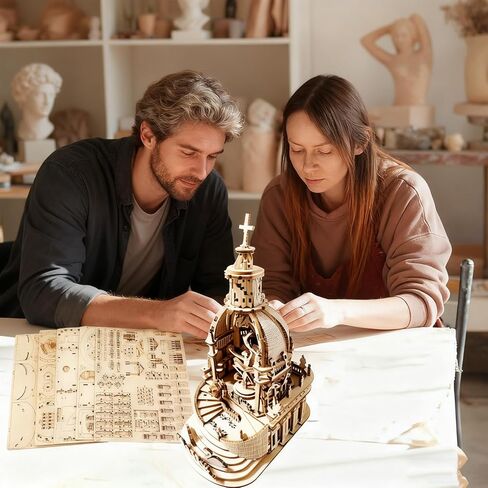 لغز ثلاثي الأبعاد للبالغين والمراهقين صندوق الموسيقى الخشبي مجموعات النماذج الميكانيكية الخشبية مجموعة الحرف اليدوية لبناء هدية للرجال والنساء بعمر 14 عامًا فما فوق in Kuwait