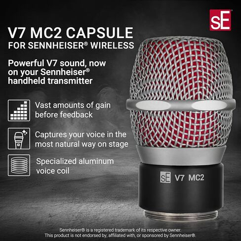 sE Electronics V7-MC2-X-BLK V7 X كبسولة ميكروفون لنظام سنهايزر اللاسلكي، أسود in Kuwait