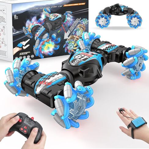 1:12 Gesture Sensing RC Stunt Car, 2-in-1 Hand Controlled Remote Control Twist Cars with Light & Music, 4WD 360° Rotate Transform Drift, Gifts for 6-8-12 Kids Age 6 7 8 9 10 11 12 Yrs Old‌ in Kuwait