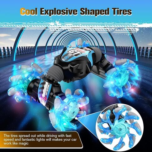 1:12 Gesture Sensing RC Stunt Car, 2-in-1 Hand Controlled Remote Control Twist Cars with Light & Music, 4WD 360° Rotate Transform Drift, Gifts for 6-8-12 Kids Age 6 7 8 9 10 11 12 Yrs Old‌ in Kuwait
