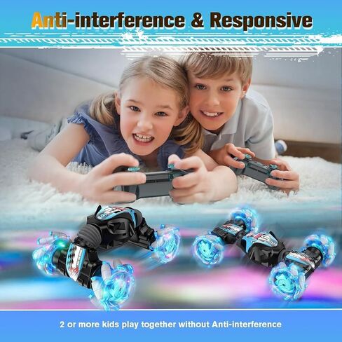 1:12 Gesture Sensing RC Stunt Car, 2-in-1 Hand Controlled Remote Control Twist Cars with Light & Music, 4WD 360° Rotate Transform Drift, Gifts for 6-8-12 Kids Age 6 7 8 9 10 11 12 Yrs Old‌ in Kuwait