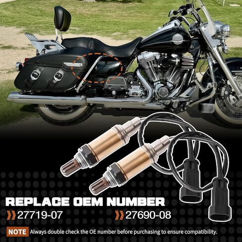 2 قطعة مستشعر الأوكسجين الأمامي والخلفي O2 مناسب لـ Harley-Davidson Dyna Road King Electra Glide Forty Eight Iron 883 07-16 يستبدل 27719-07 27690-08 in Kuwait