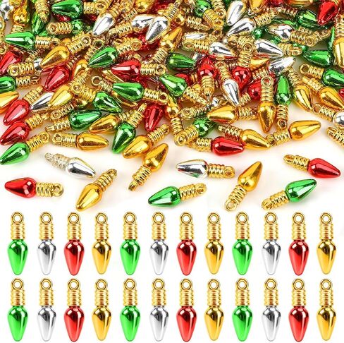UPINS 300Pcs Mini Christmas Light Beads Charms Tiny Small Bulbs Balls Ornaments for Christmas Tree Hanging with String Xmas Jewelry Making Earring Necklace Bracelet for Party Favor Supplies in Saudi Arabia