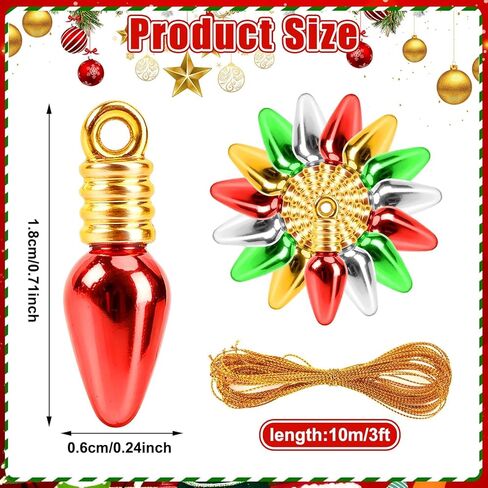 UPINS 300Pcs Mini Christmas Light Beads Charms Tiny Small Bulbs Balls Ornaments for Christmas Tree Hanging with String Xmas Jewelry Making Earring Necklace Bracelet for Party Favor Supplies in Saudi Arabia