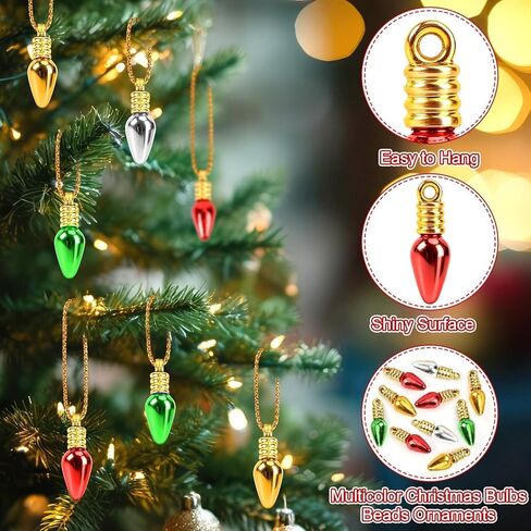 UPINS 300Pcs Mini Christmas Light Beads Charms Tiny Small Bulbs Balls Ornaments for Christmas Tree Hanging with String Xmas Jewelry Making Earring Necklace Bracelet for Party Favor Supplies in Saudi Arabia