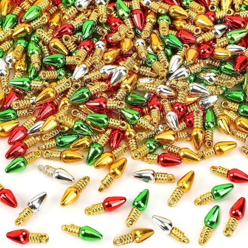 UPINS 300Pcs Mini Christmas Light Beads Charms Tiny Small Bulbs Balls Ornaments for Christmas Tree Hanging with String Xmas Jewelry Making Earring Necklace Bracelet for Party Favor Supplies in Saudi Arabia