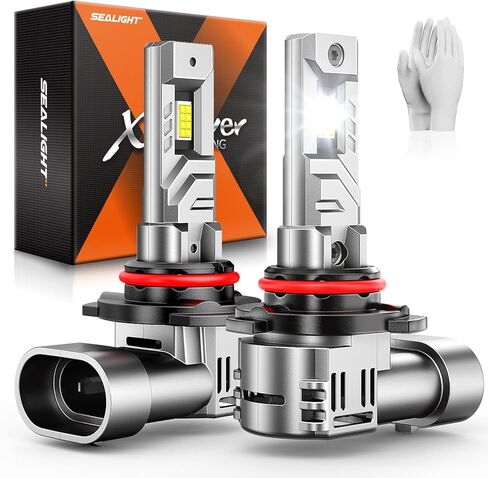 مصابيح SEALIGHT 9005 H11، 96,000LM 900% سطوع HB3 H8/H9، مصابيح بيضاء باردة 6500K مع مروحة 15000 دورة في الدقيقة، التوصيل والتشغيل ATV/UTV، عمر ممتد 10 سنوات IP68 مقاوم للماء، حزمة من 4 in Kuwait