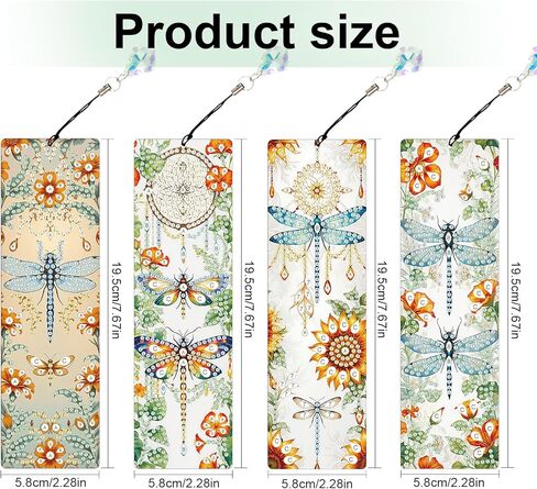 4 Pack Book and Flower Diamond Painting Bookmark Kits, Special Shaped Diamond Art Bookmarks with Pendant, DIY Handmade Crafts Home Office Supplies Reading Bookmark for Book Lovers in Saudi Arabia