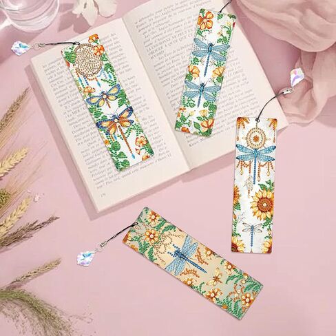 4 Pack Book and Flower Diamond Painting Bookmark Kits, Special Shaped Diamond Art Bookmarks with Pendant, DIY Handmade Crafts Home Office Supplies Reading Bookmark for Book Lovers in Saudi Arabia