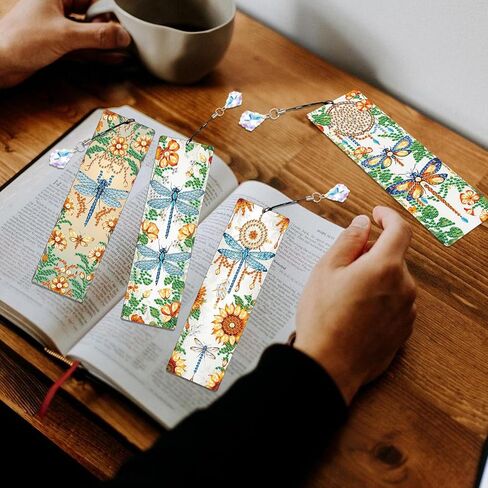 4 Pack Book and Flower Diamond Painting Bookmark Kits, Special Shaped Diamond Art Bookmarks with Pendant, DIY Handmade Crafts Home Office Supplies Reading Bookmark for Book Lovers in Saudi Arabia
