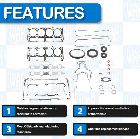 مجموعة حشية Gen III 3 LS مع حشية الرأس ومجموعة غطاء الوادي المتوافقة مع 1999-2009 Chevy Silverado Suburban GMC Sierra 1500 2500 12589227 12589226 12558178 in Kuwait