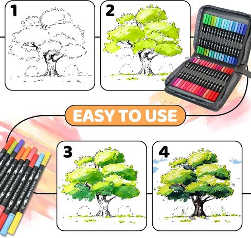 ZSCM 100 Colors Markers for Adult Coloring Books No Bleeding - Duo Tip Brush Pen, Artist Fine & Brush Coloring Markers for Adult Calligraphy, Drawing, Sketching & Journaling in Saudi Arabia
