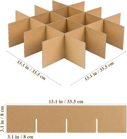10 Set Glass Packing Cardboard Dividers for 13 x 13 x 4 Inch Boxes, Glass Dividers for Moving Box, Sturdy Cardboard Divider for Ornaments Fruit Separation Glassware Packing (Box Not Included) in Kuwait