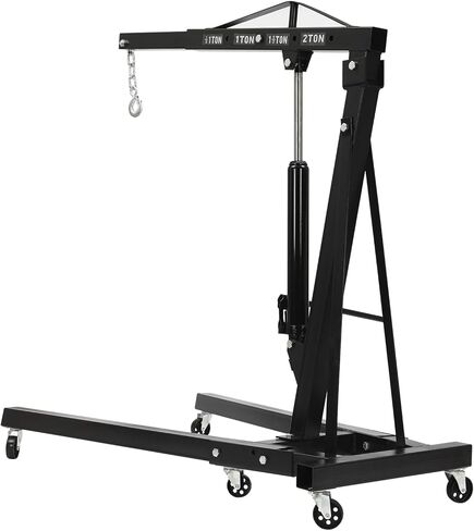 1 Ton Folding Hydraulic Engine Hoist, Engine Hoist with Wheels, Heavy Duty Steel Hydraulic 2204.6lbs Shop Crane for Workshops, Warehouses, Wharves and Construction Industry (Black, 1 Ton) in Saudi Arabia