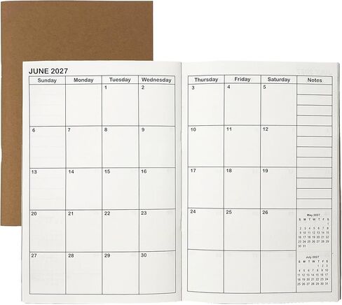 A5 Calendar Planner Jan 2026 - Dec 2027, Travelers Notebook Inserts for 2 Years, Monthly Calendar & Important Dates & Line & Dotted, 100gsm Paper, 8.3 x 5.5 in, 1pcs in Kuwait