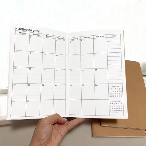 A5 Calendar Planner Jan 2026 - Dec 2027, Travelers Notebook Inserts for 2 Years, Monthly Calendar & Important Dates & Line & Dotted, 100gsm Paper, 8.3 x 5.5 in, 1pcs in Kuwait