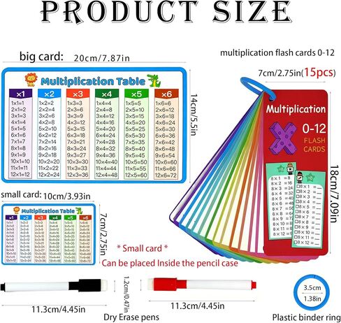 0-12 بطاقات فلاش الضرب، بطاقات فلاش مخطط جدول أوقات الضرب، مخطط جدول مرات الضرب، الرياضيات التعليمية الممتعة للصفوف الأولى والثانية والثالثة in Kuwait