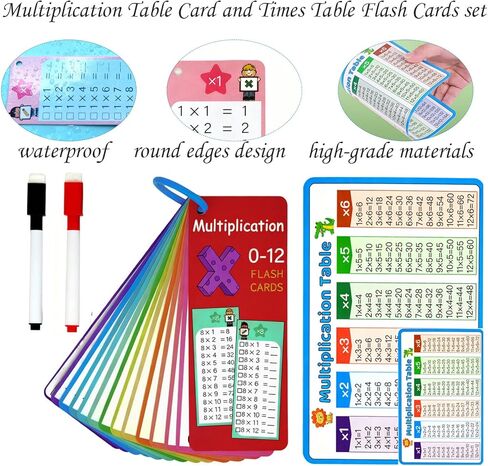 0-12 بطاقات فلاش الضرب، بطاقات فلاش مخطط جدول أوقات الضرب، مخطط جدول مرات الضرب، الرياضيات التعليمية الممتعة للصفوف الأولى والثانية والثالثة in Kuwait