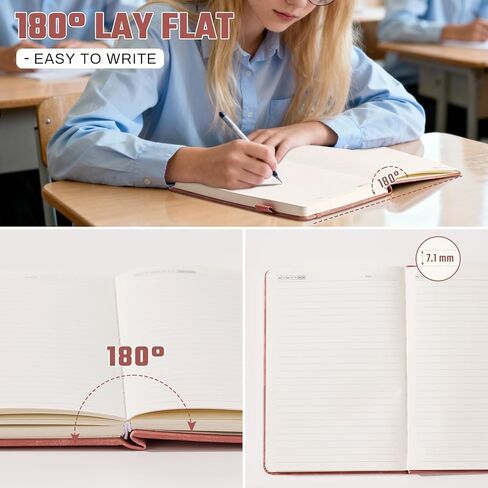 مجلة للفتيات والنساء لكتابة دفتر ملاحظات جلدي 100GSM A5 للفتيات من سن 8 إلى 12 عامًا، 192 صفحة من مذكرات الزهور مع ظل على شكل قلب 8.3 بوصة × 5.7 بوصة، وردي in Kuwait